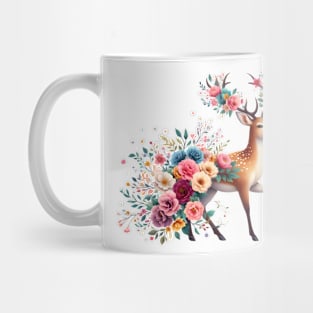 A deer decorated with beautiful colorful flowers. Mug